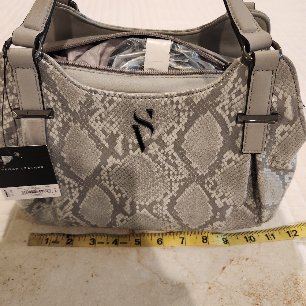 Vera Wang Simply Vera Hang Bag Satchet And Wallet Grey Python - Picture 7 of 15